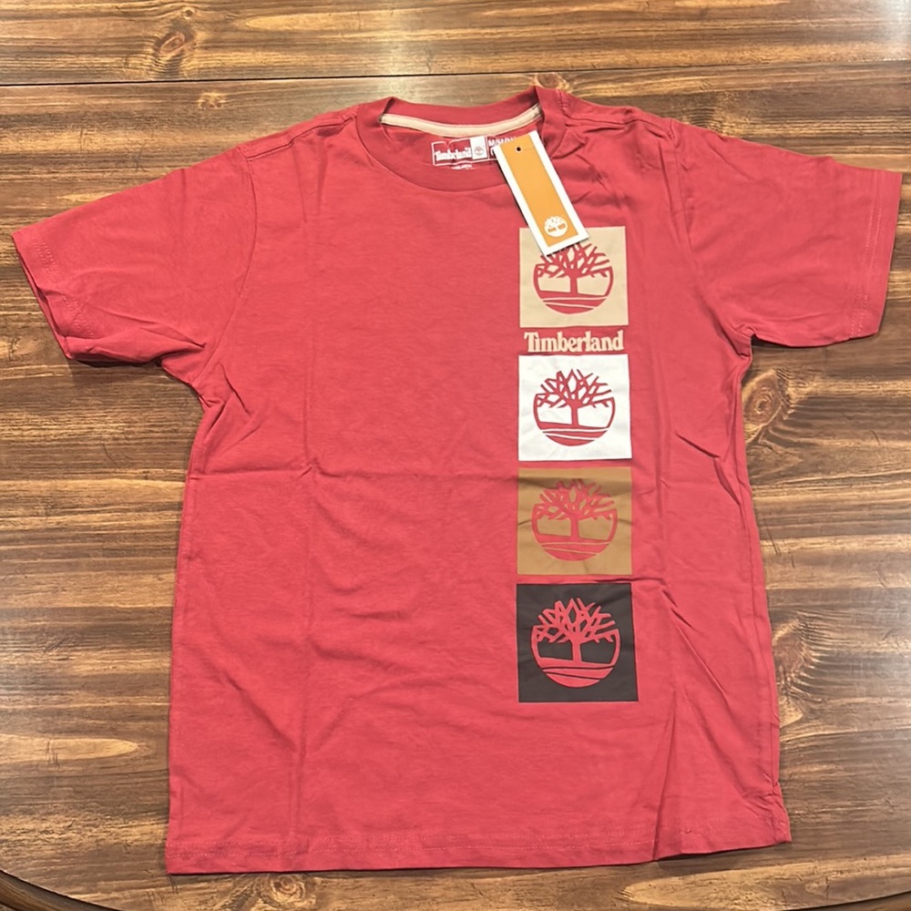 Timberland- Boys Solid Logo Tee - Red